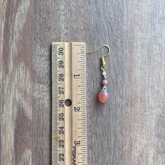 Carved Agate Peach Drop Earrings - Picture 4 of 4